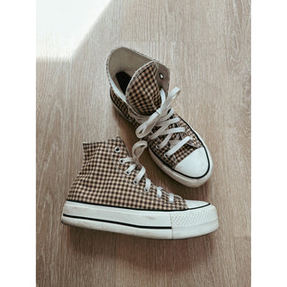 Brown Gingham Converse High Top