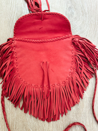 Red Leather Tassle Bag