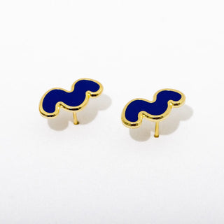 Blue Squiggle Post Earrings